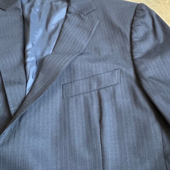 Ermenegildo Zegna Z Navy Blue Pinstripe Two Button 42R IT52 Suit Jacket - Picture 5 of 14